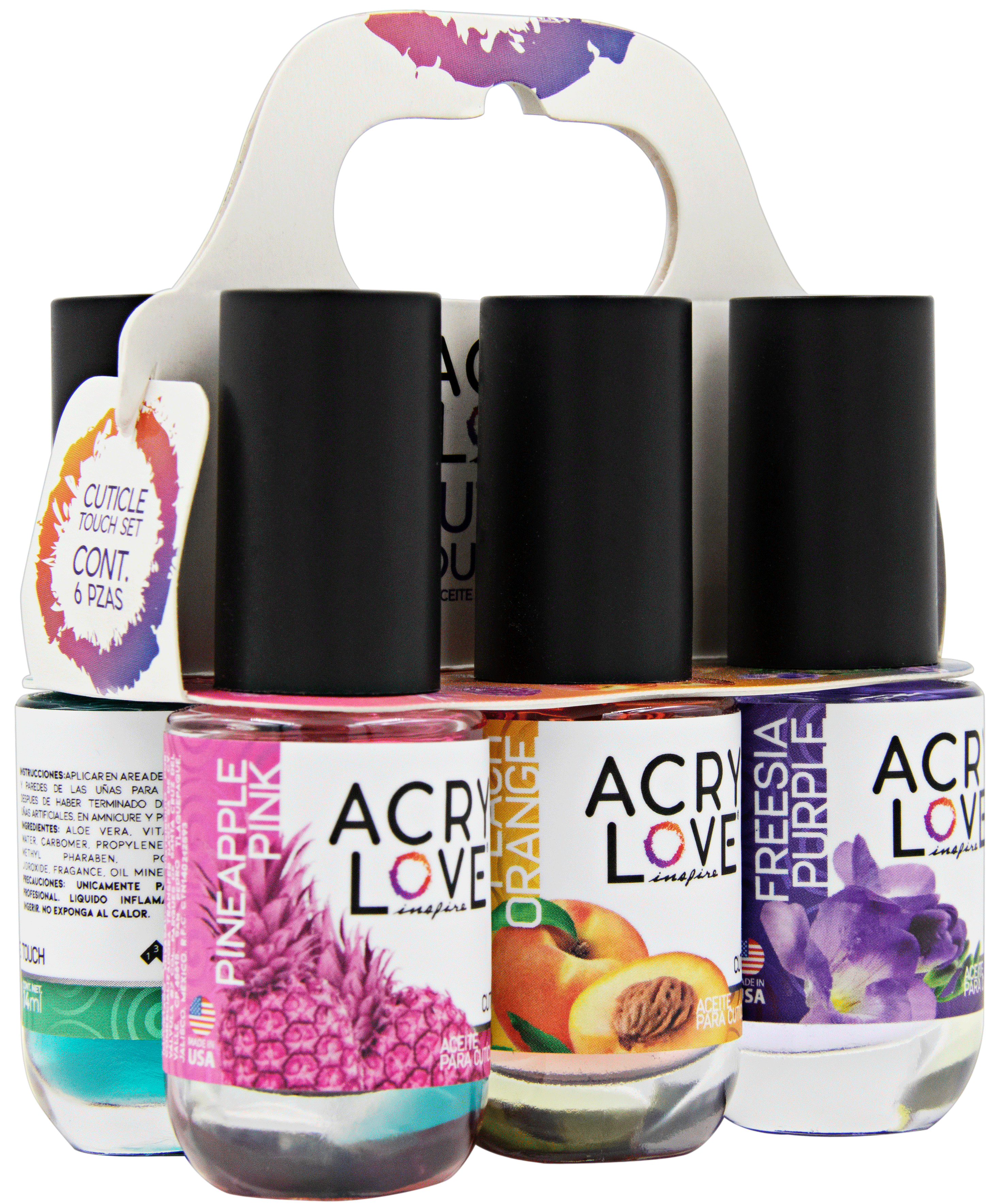 Acrylove - Pack Aceite Cuticula Piña Durazno Purple