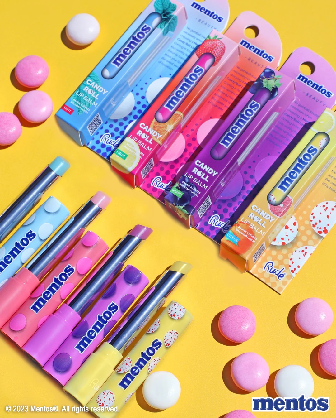 Rude - Mentos Candy Roll Lip Balm Citrus 12 Unidades