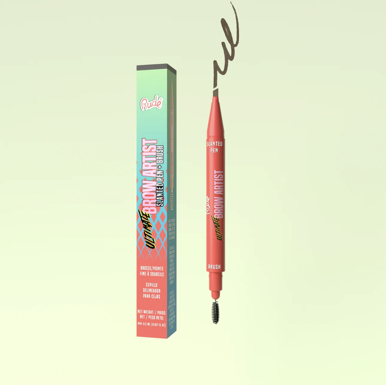 Rude - Ultimate Brow Artist - Slanted Pen + Brush Display 32 Unidades