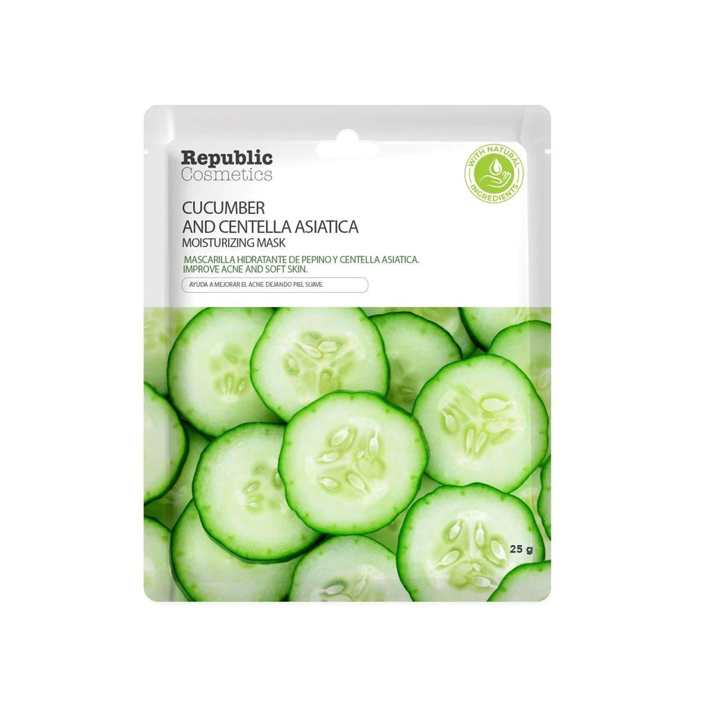 Republic Cosmetic - Mascarillas Faciales Cucumber 12 Unidades