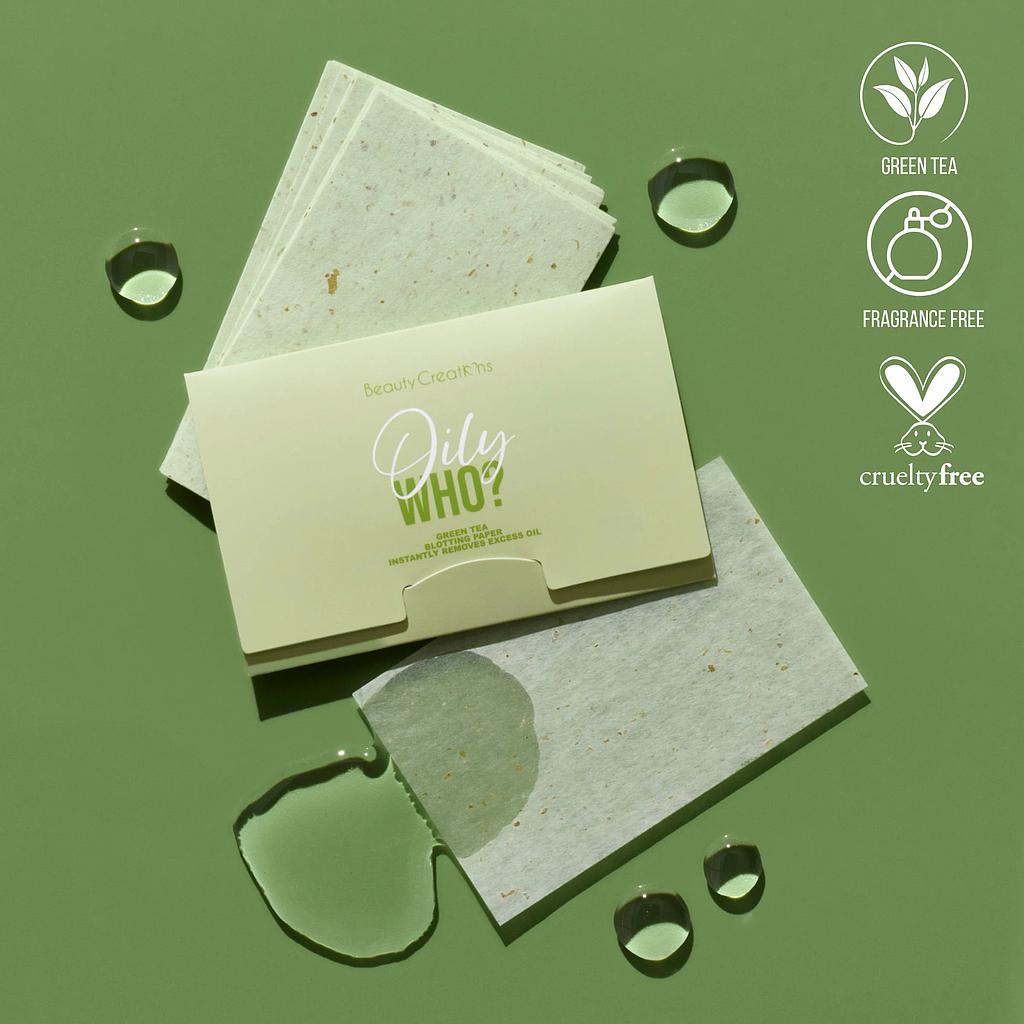 Beauty Creations - Oil Who? Green Tea Blotting Paper Display 24 Unidades
