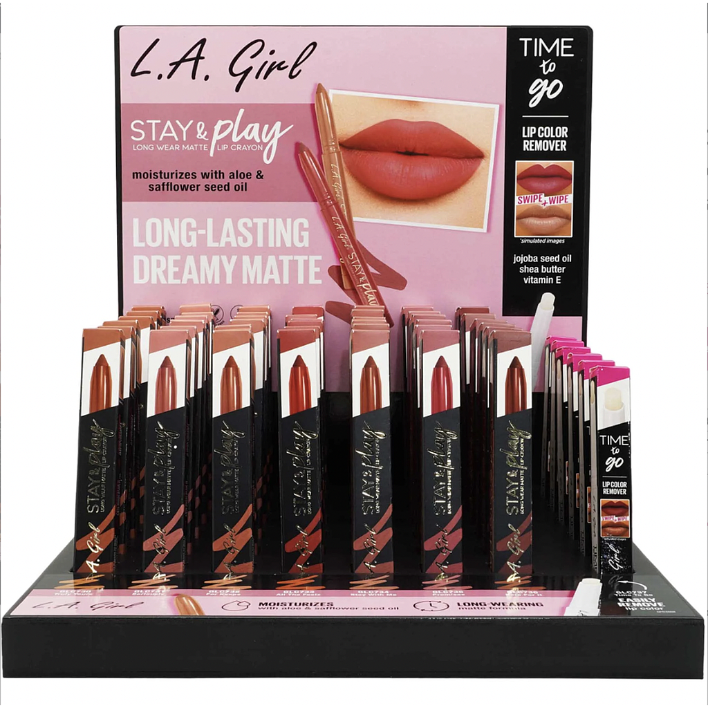 la Girl - Lip Crayon Stay &amp; Play Matte Display 48 Unidades (GPD486)