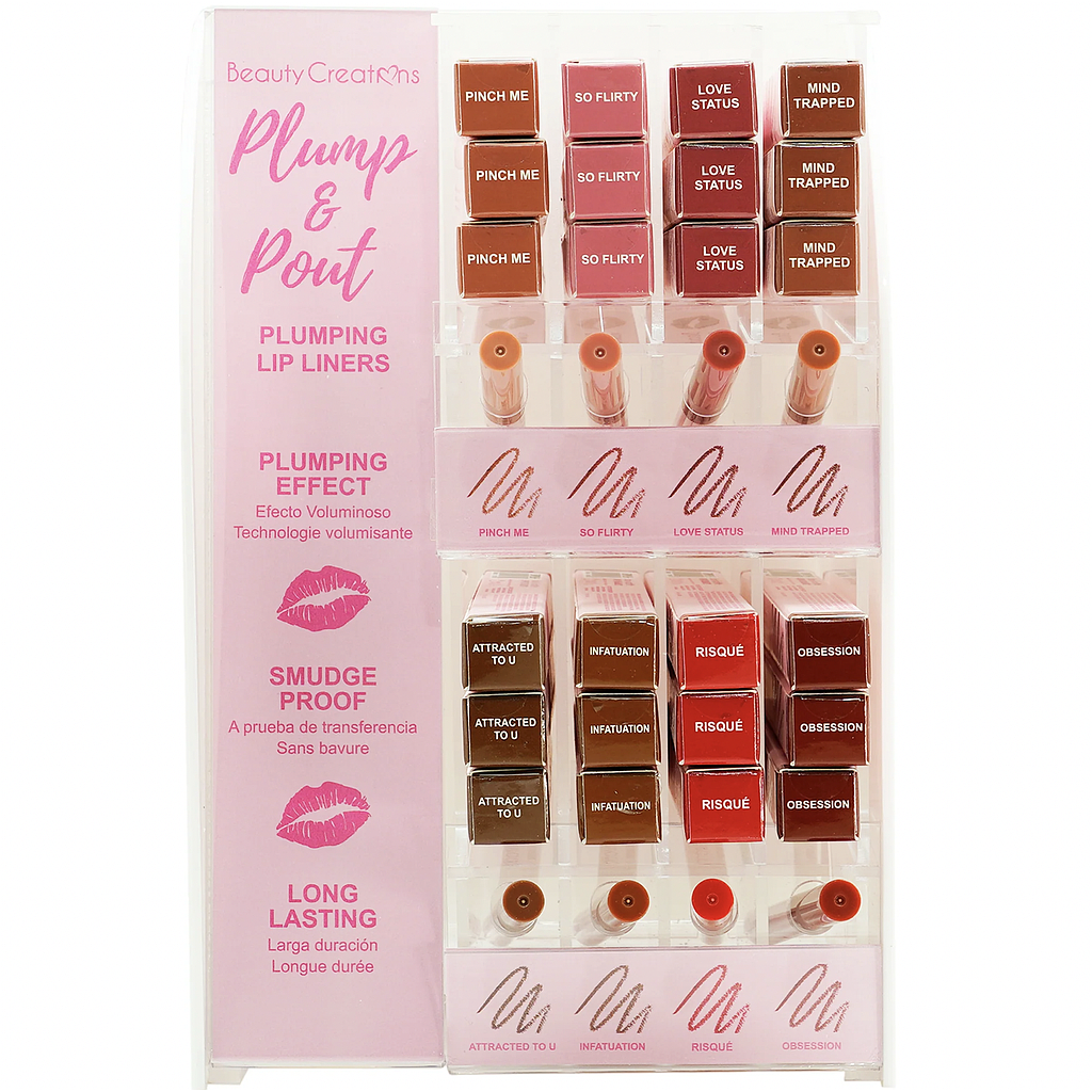 Beauty Creations - Plump &amp; Pout Lipliner Display 48 Unidades + Tester