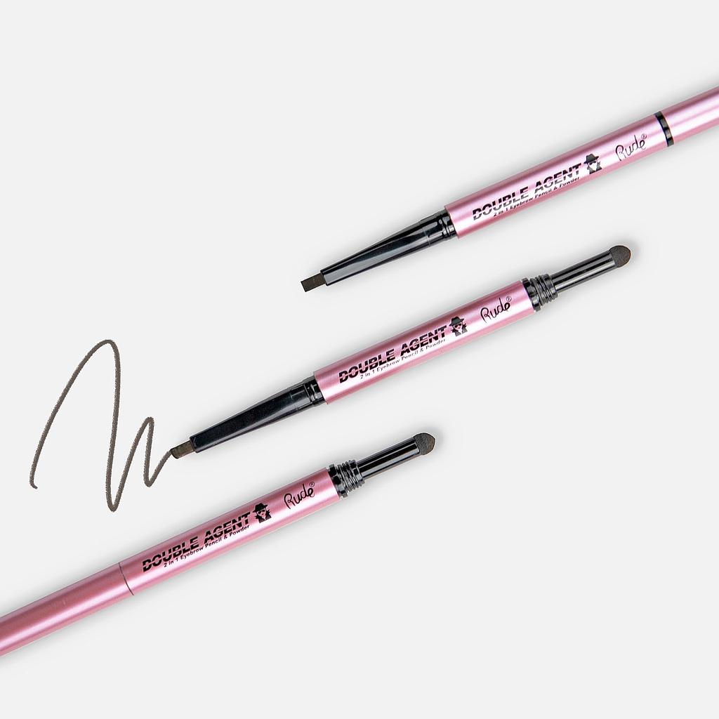 Rude - Double Agent 2 in 1 Eyebrow Pencil and Powder Hazel